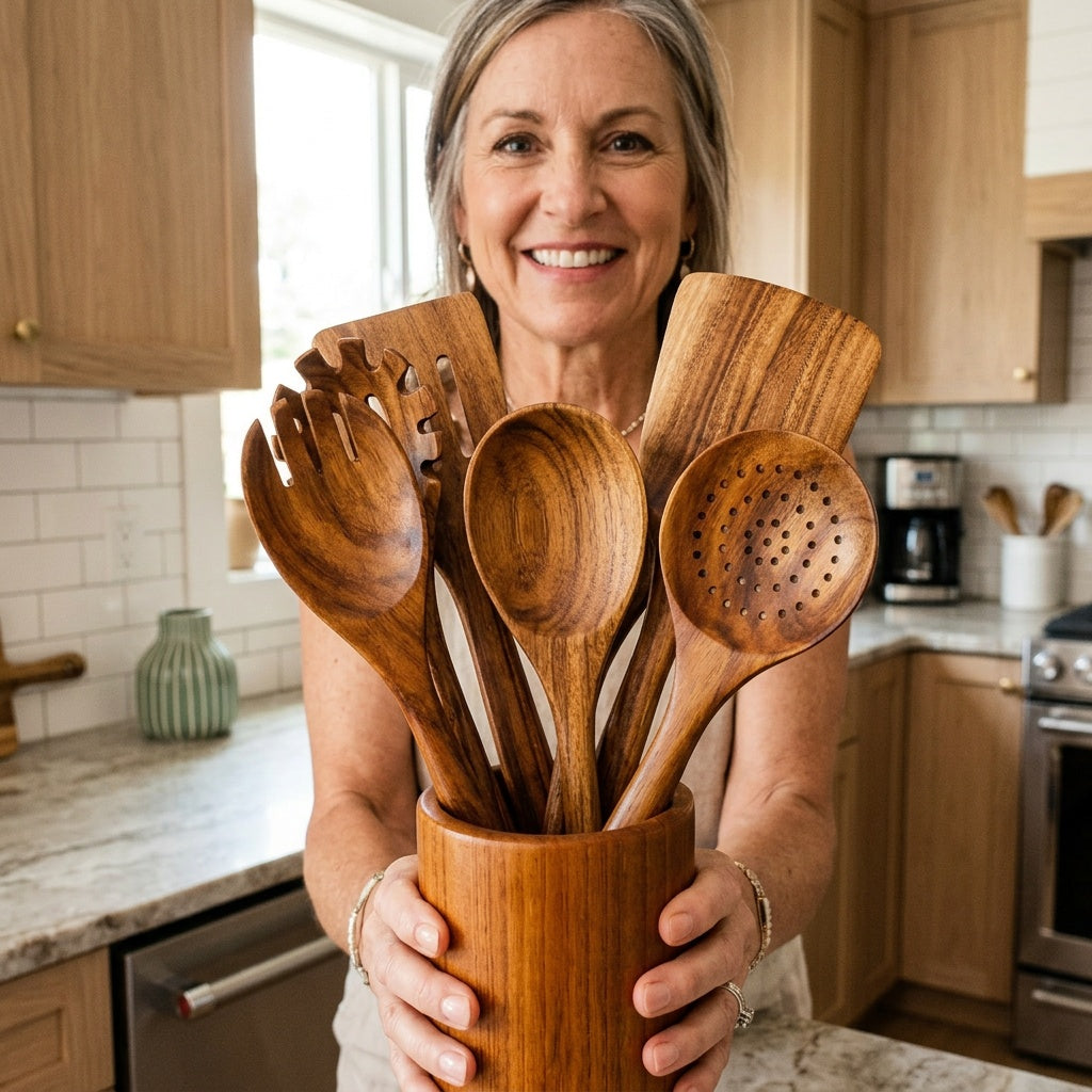 Hälsa Trä Natural Wood Utensil Set