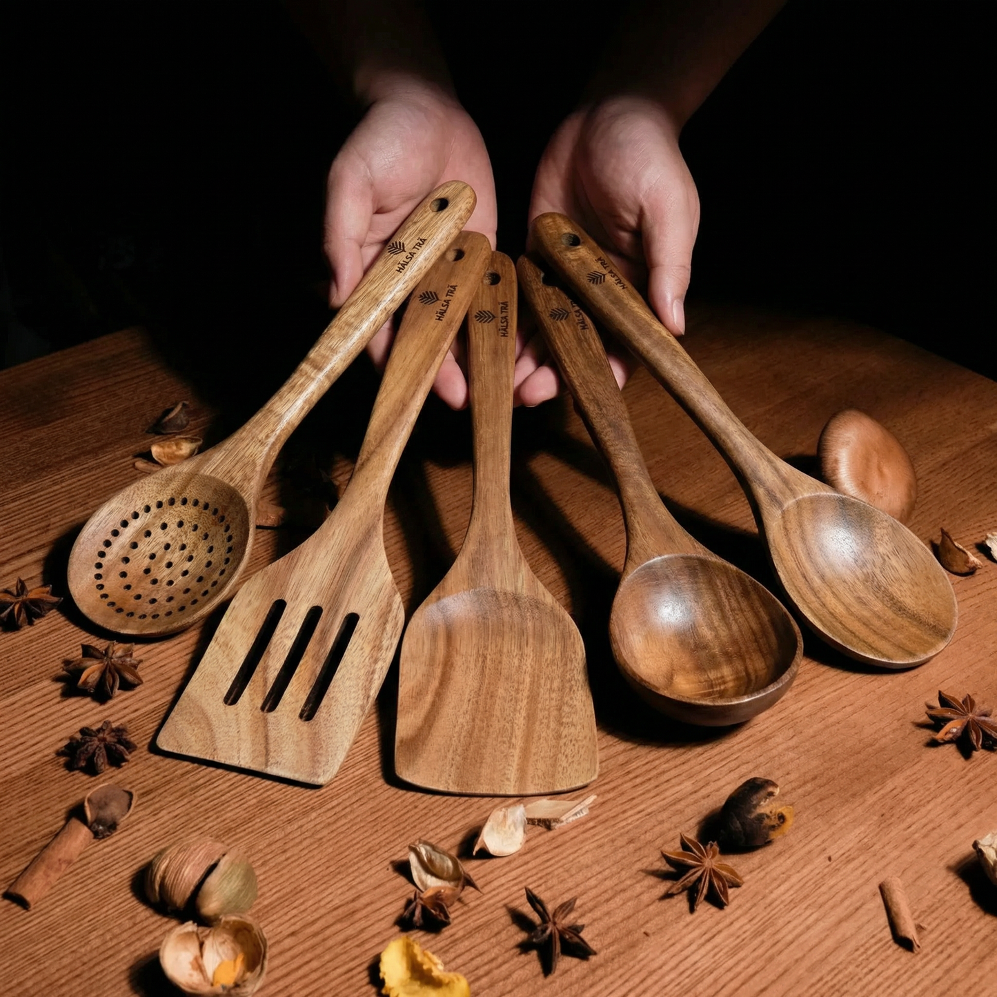 Hälsa Trä Natural Wood Utensil Set
